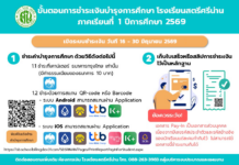 ใบชำระค่าบำรุงการศึกษา ภาคเรียนที่ 1 ปีการศึกษา 2569 โรงเรียนสตรีศรีน่าน